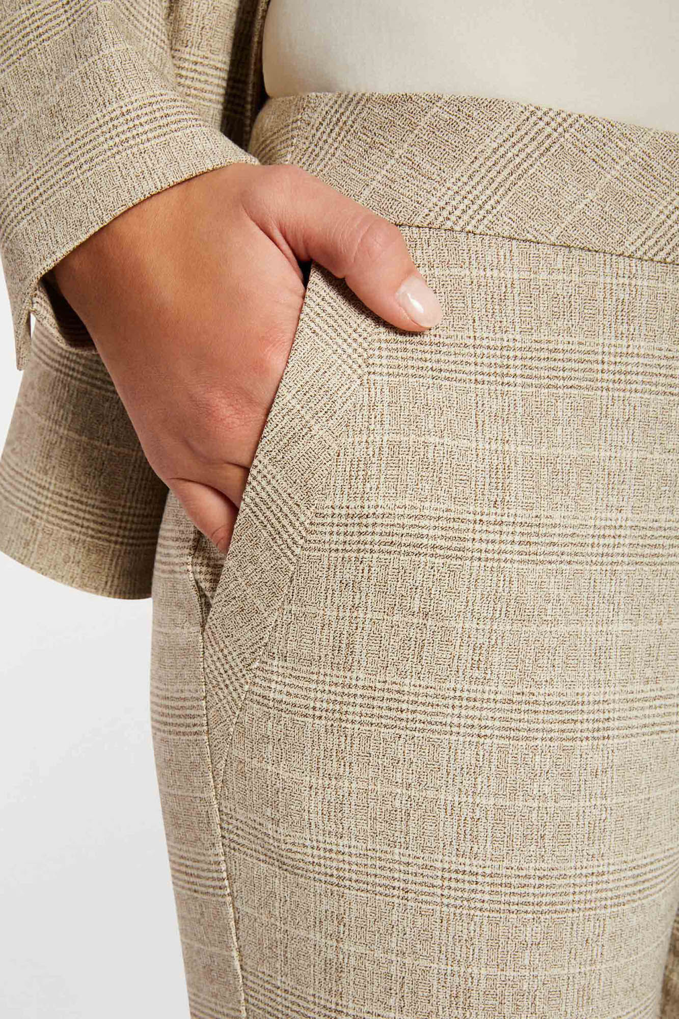 Pantalón cigarro estilo curto - Estampado bege