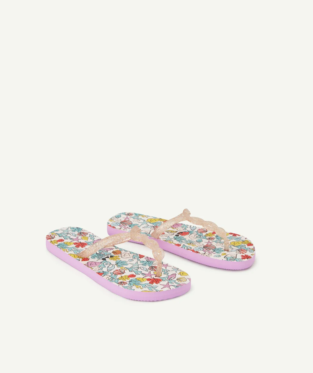 TONGS FILLE AVEC TORSADES PAILLETÉES ET SEMELLES IMPRIMÉES