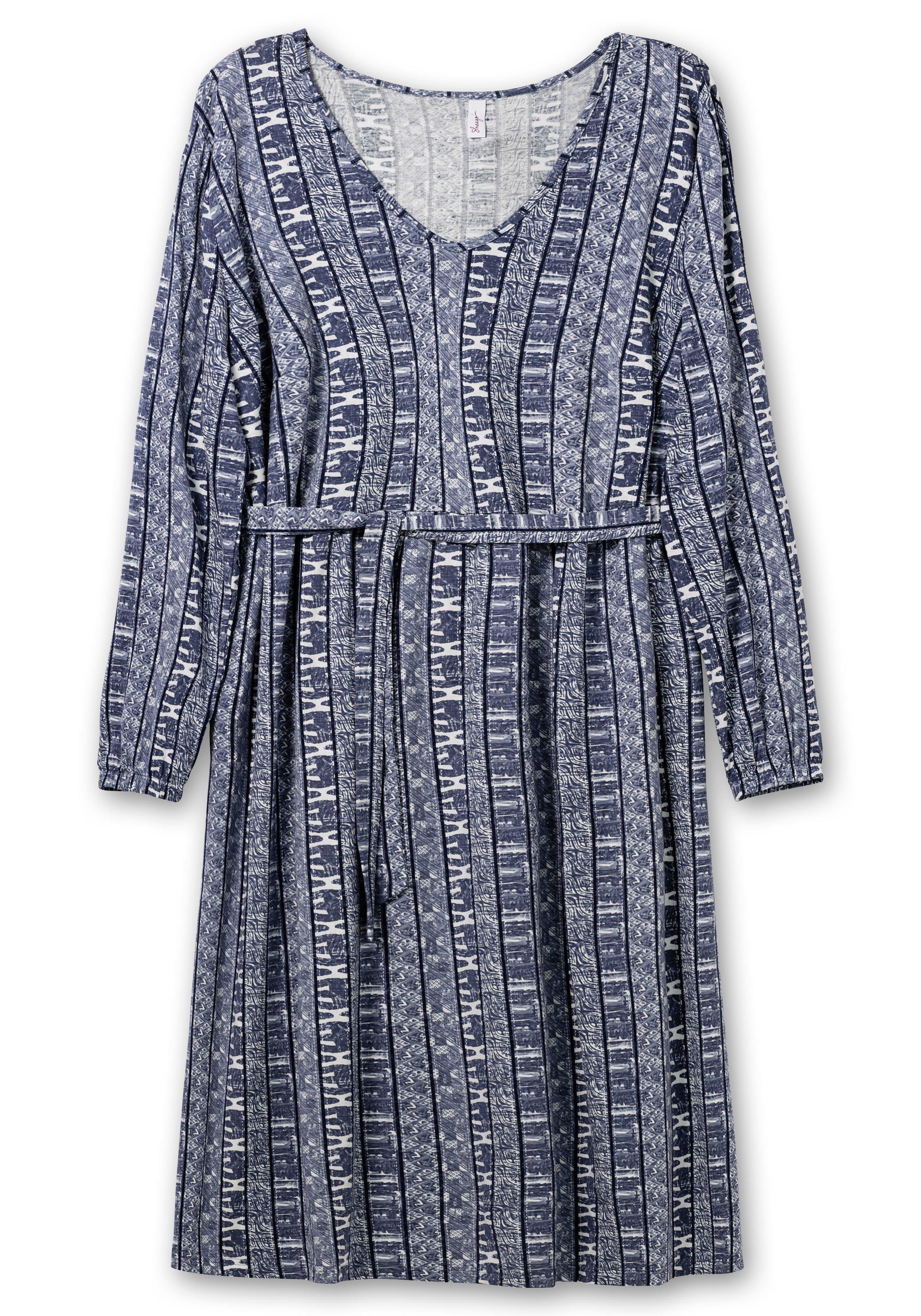 Jerseykleid mit Streifendruck, in Midilänge