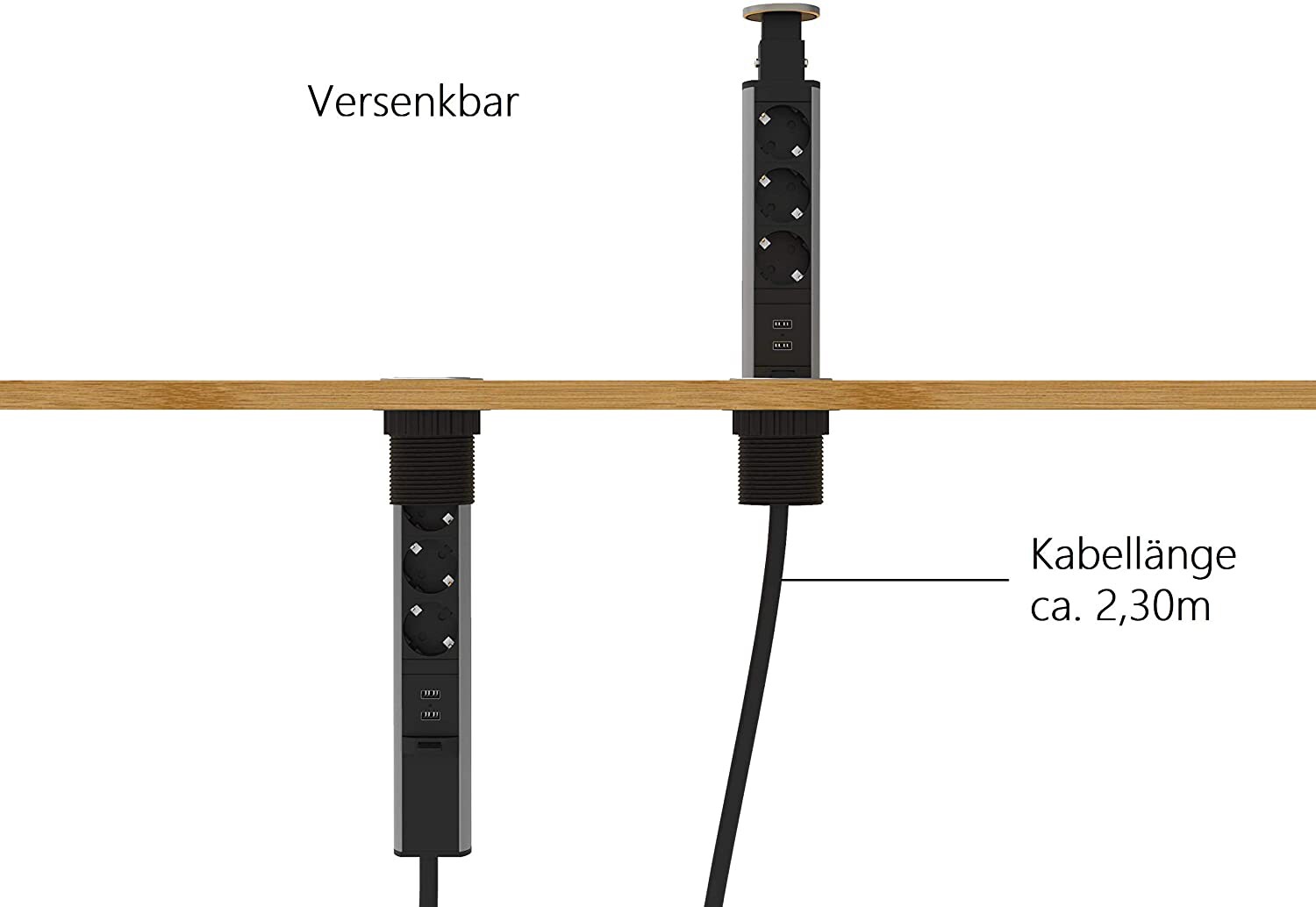 SCHÜTTE versenkbare Steckdosenleiste für die Arbeitsplatte versch. Ausführungen