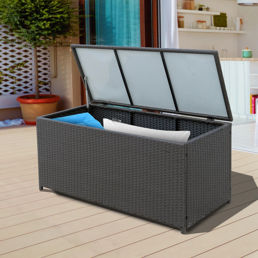 Outsunny Polyrattan Auflagenbox dunkelbraun