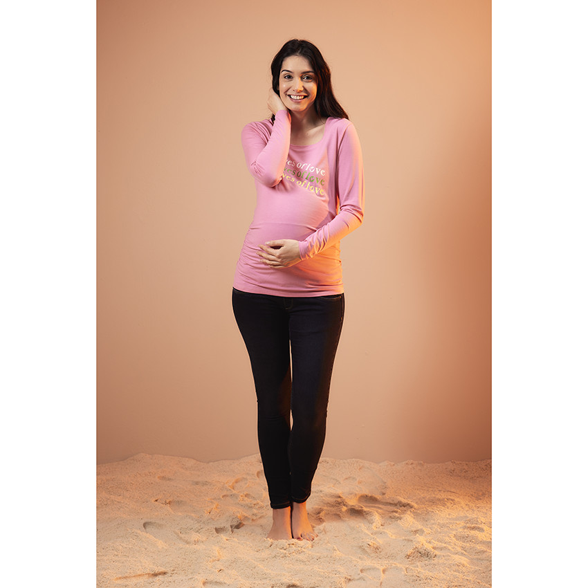 T-shirt de grossesse manches longues en jersey avec print