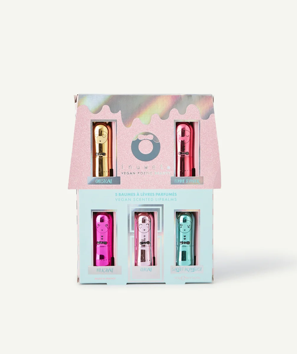 INUWETCOFFRET MAISON DE NOËL WINTERLAND AVEC 5 BAUMES À LÈVRES NOURRISSANTS