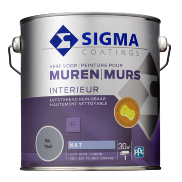Sigma muurverf reinigbaar mat RAL 7045 2,5 liter