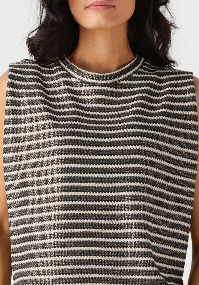 zwarte summum t-shirt sleeveless top knitted stripe coated