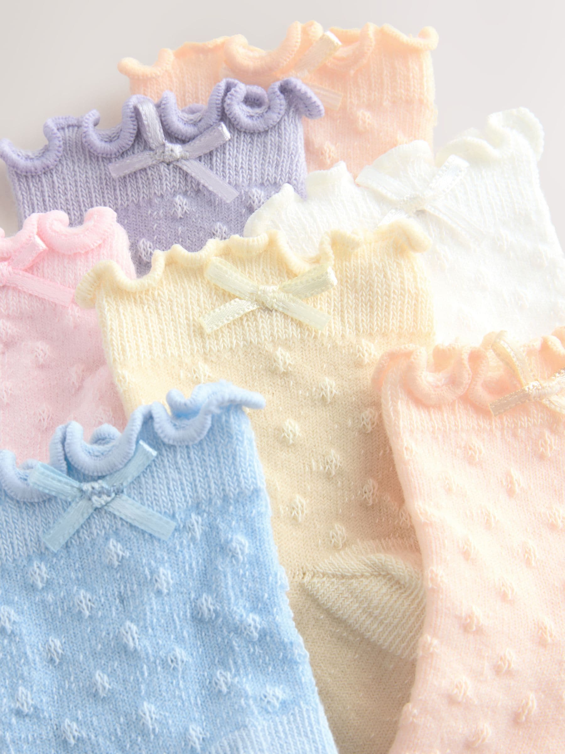 Multi - Verpakking van 7 babysokken met pastelkleurige ruches (0 mnd - 2 jr)