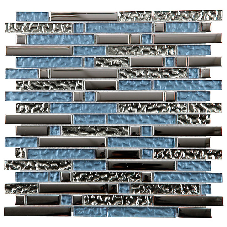 Mosaique verre Long bleu L. 30 x l. 30 cm Mat Inter