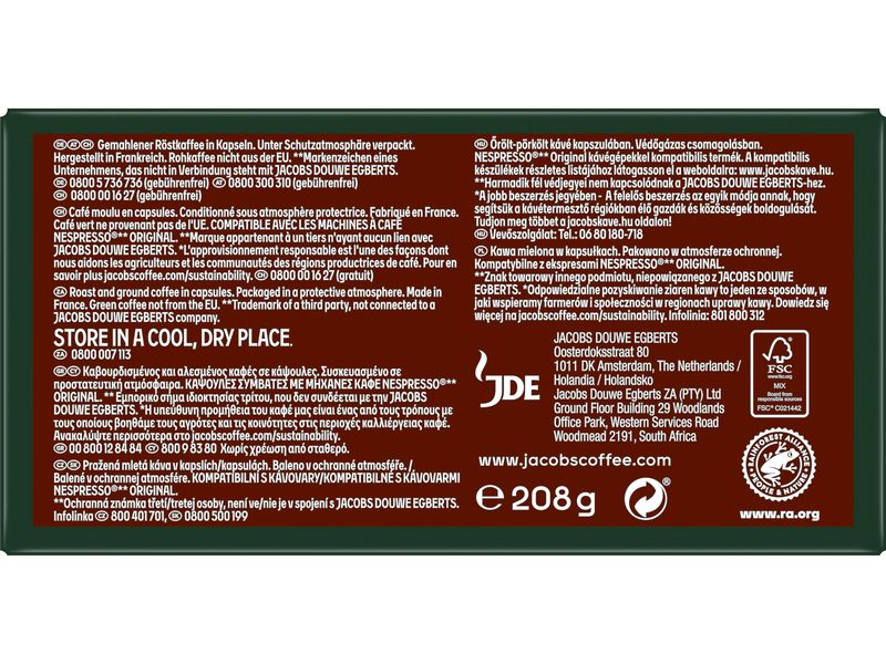 Jacobs Kaffeekapseln Espresso 10 Intenso 40 Stück Aluminium Kaffeekapseln für Nespresso Maschinen