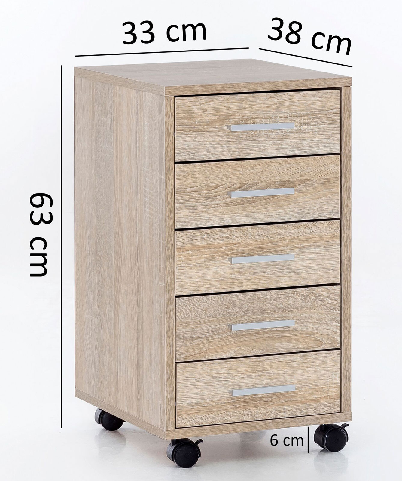 Rollcontainer Nema Eiche Sonoma 5-zügig