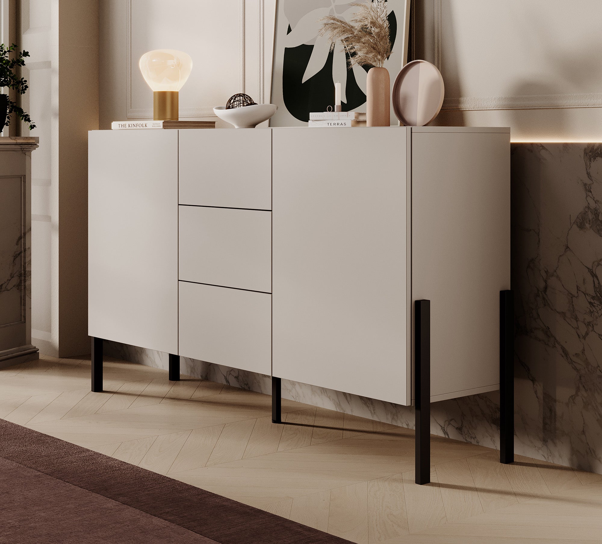 Jordy - Dressoir - Beige - 154x40x90 cm