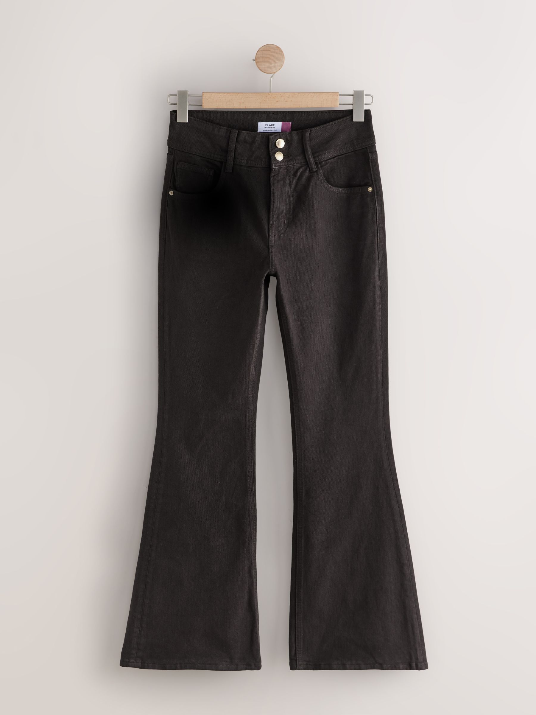 Chocoladebruin - High Rise Stretch Flare Jeans