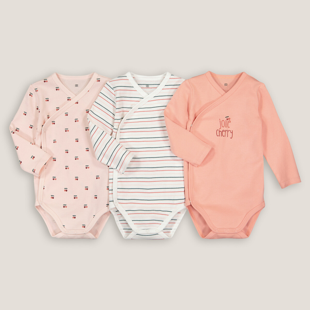 COLEÇÃO LA REDOUTE<br>Conjunto de 3 macacões de bebê estampados