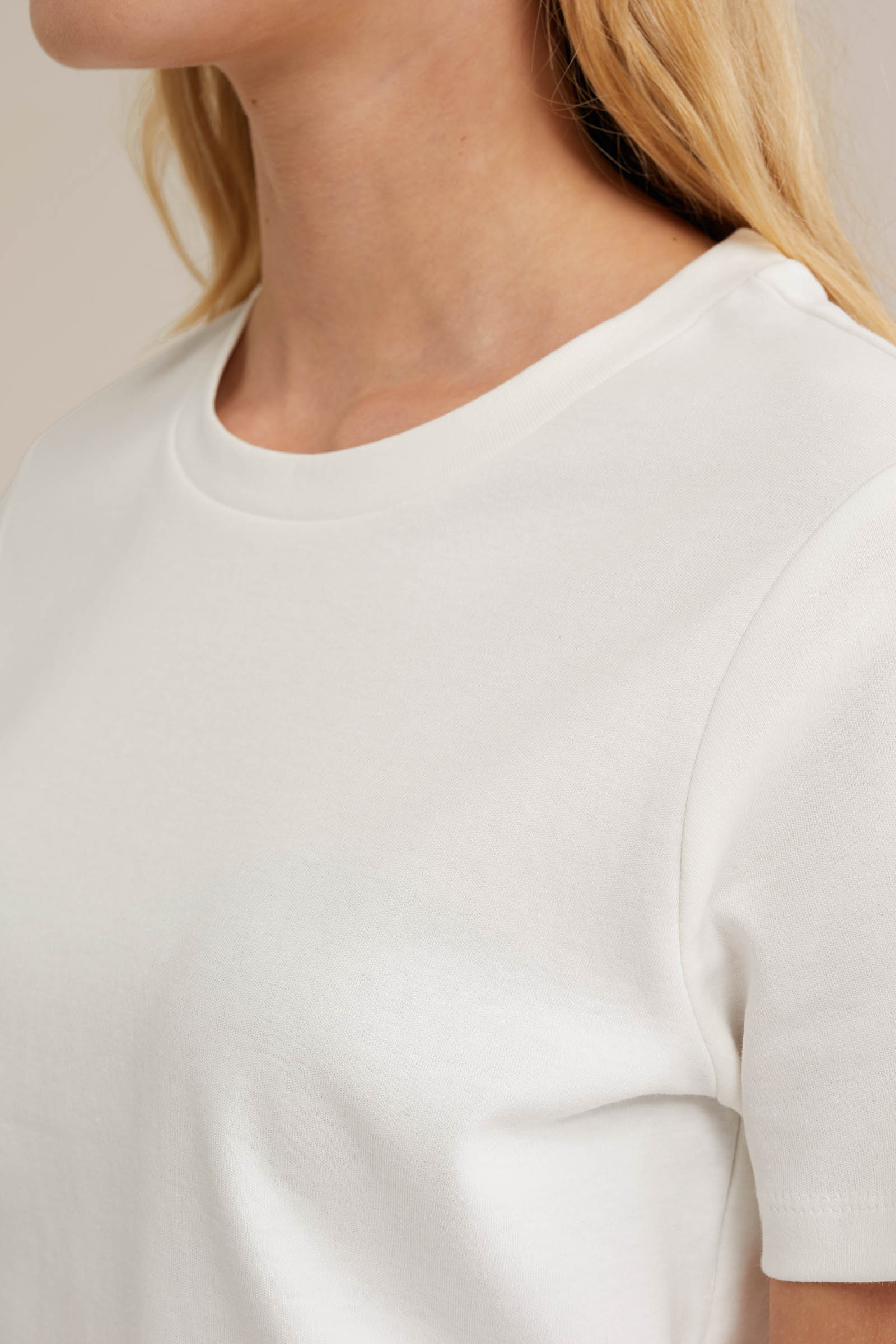 T-shirt van katoen WE Fashion Gebroken wit