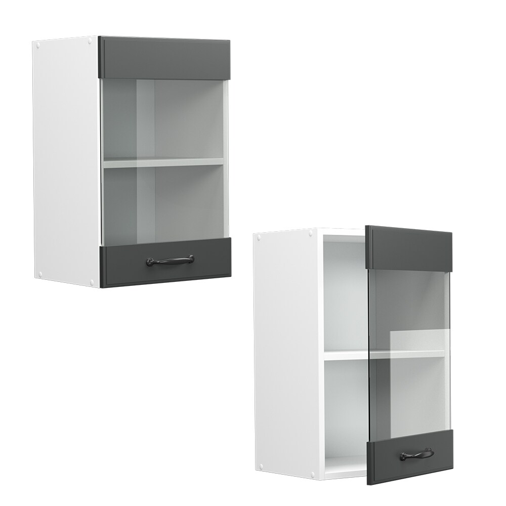 Vicco Hängeglasschrank Küchenschrank Küchenzeile Landhaus R-Line 40 cm Weiß-Anthrazit