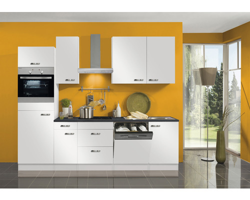Optifit keukenblok met apparatuur Lagos286 270 cm wit glanzend gedemonteerd omkeerbaar variant KPLG 2764DEC-9+