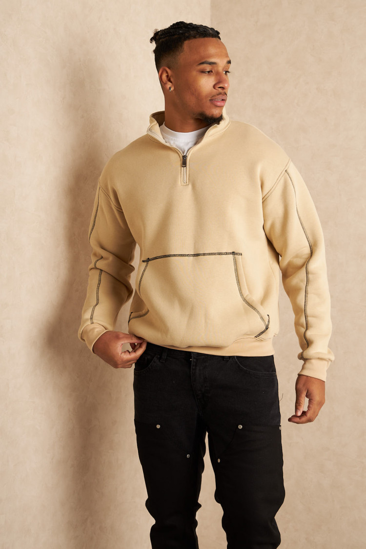 Sweat molletonné beige