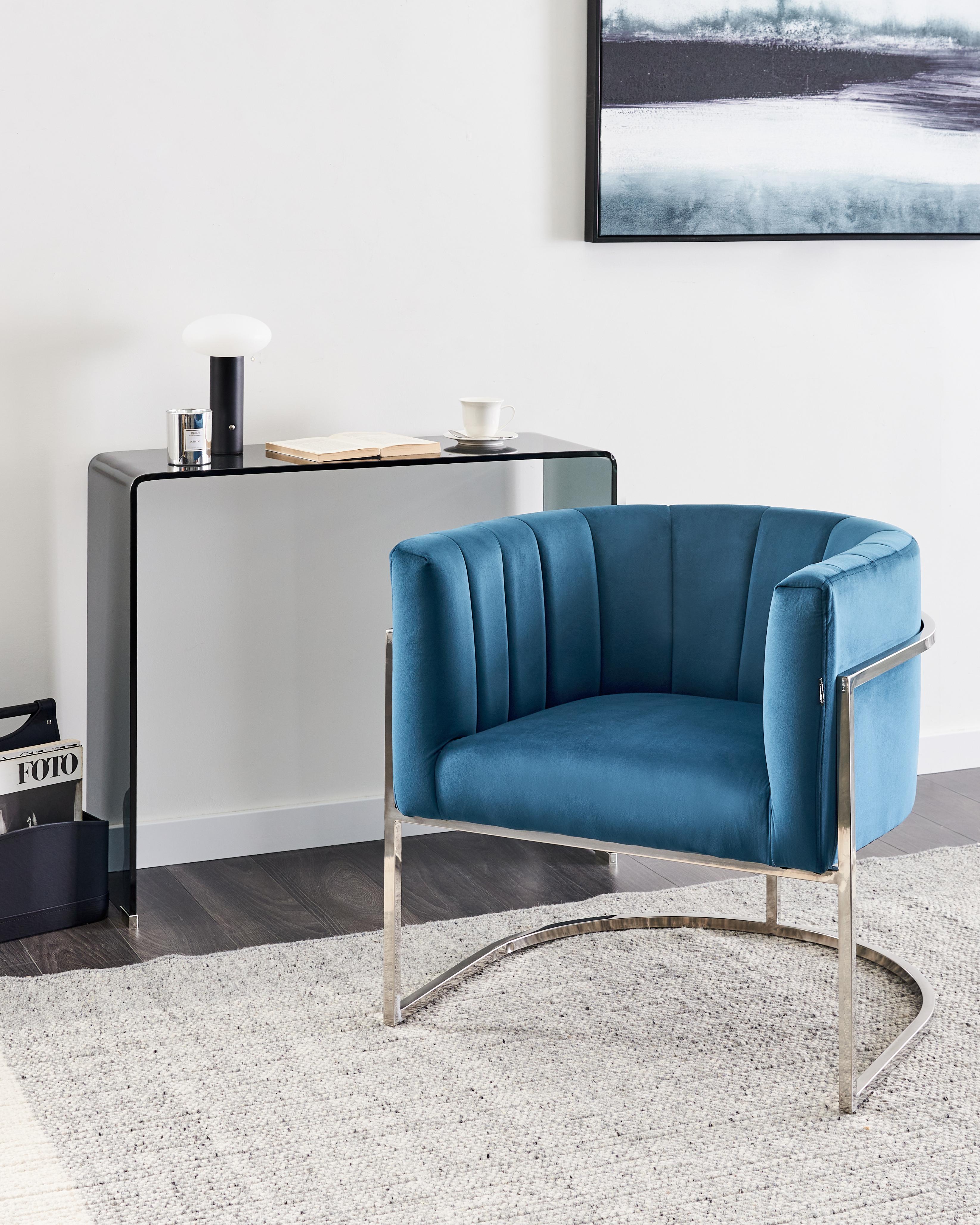 Fauteuil LARVIK Fluweel Blauw