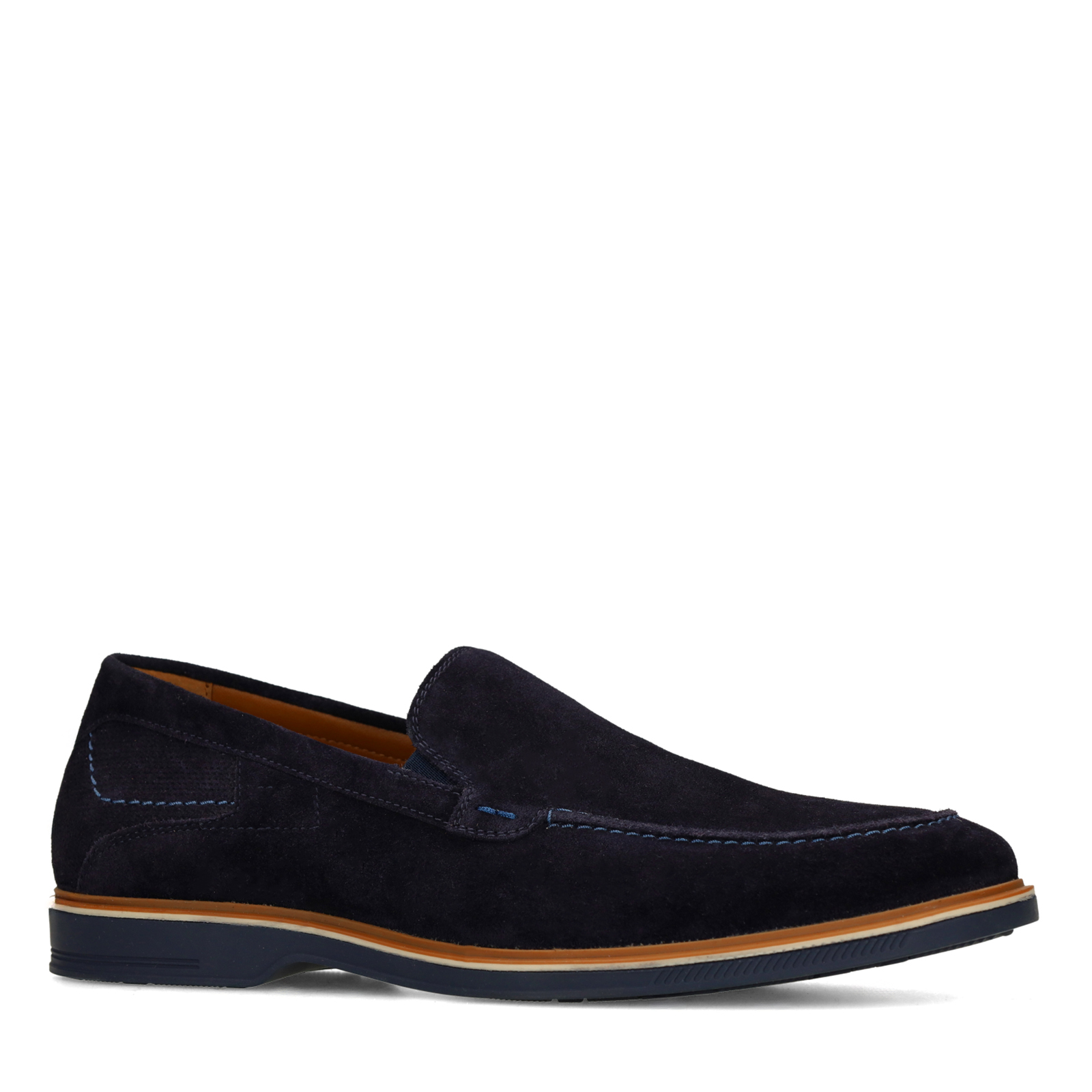 Donkerblauwe suède loafers