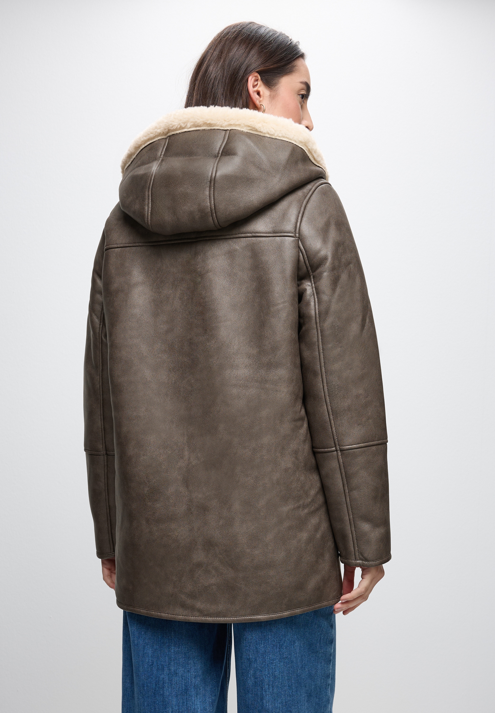 STREET ONE Lederimitatjacke mitKapuze im Leder-Look und mit Fake Fur Details