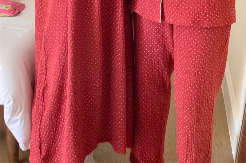 Sadelle - Koppel bijpassende pyjamatop / jurk / set met lange mouwen en stippen
