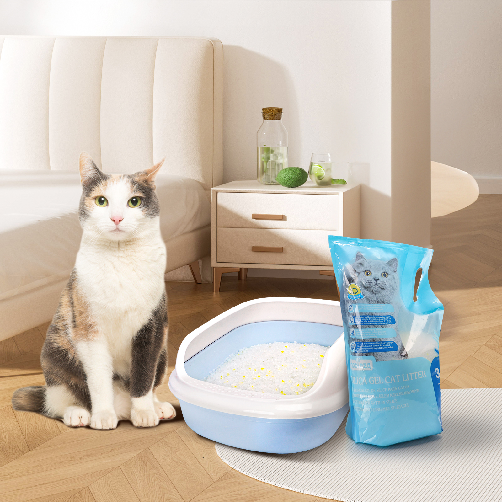 Nobleza - Areia higiênica de sílica para gatos, em gel diamante, 3,8L. Absorvente, confortável e biodegradável.