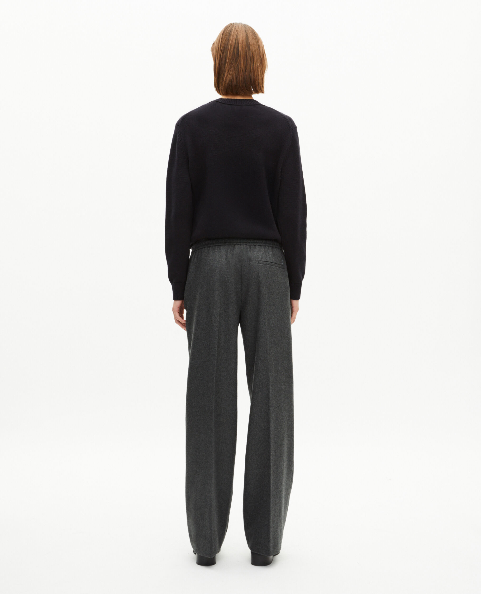 Pantalon large en flanelle gris foncé