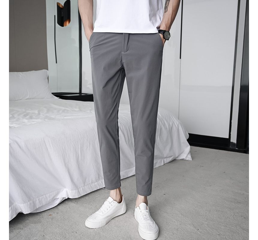 Lefitt - Hoge taille effen cropped taps toelopende broek (verschillende ontwerpen)