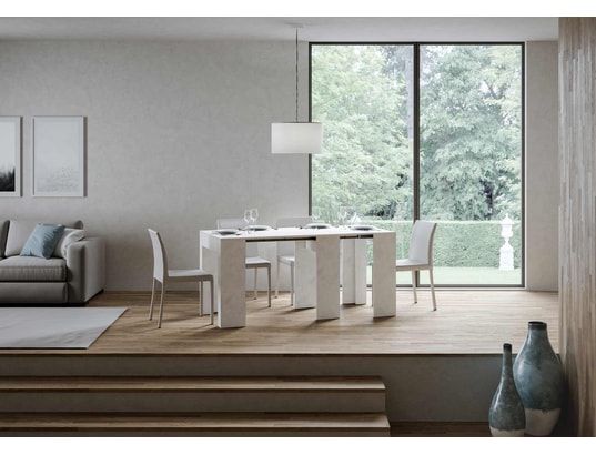ITAMOBY - Console extensible allin 78x47/299cm blanc spatulé