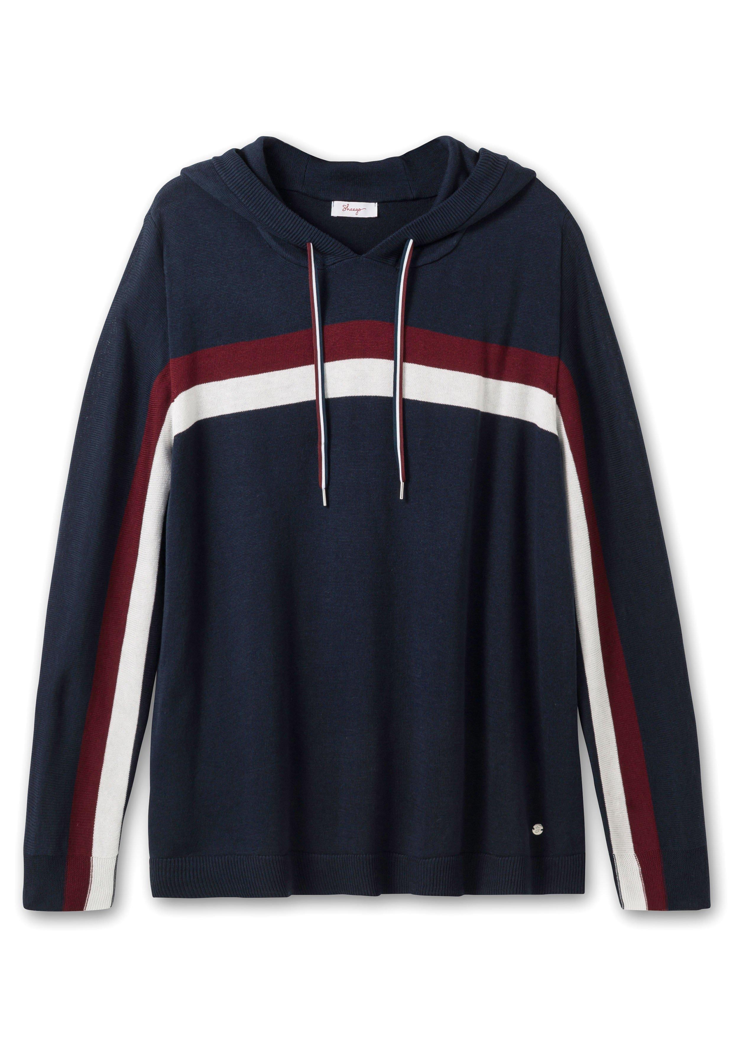 Pullover mit Kapuze und Intarsien-Streifen