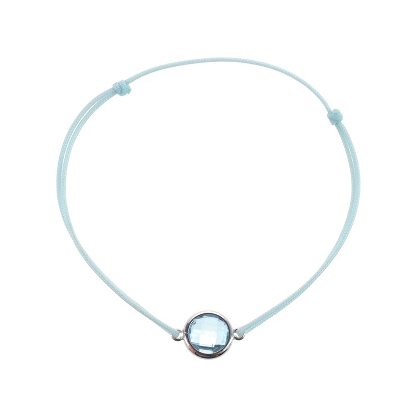 Bracelet cordon bleu avec topaze bleue - Be Jewels