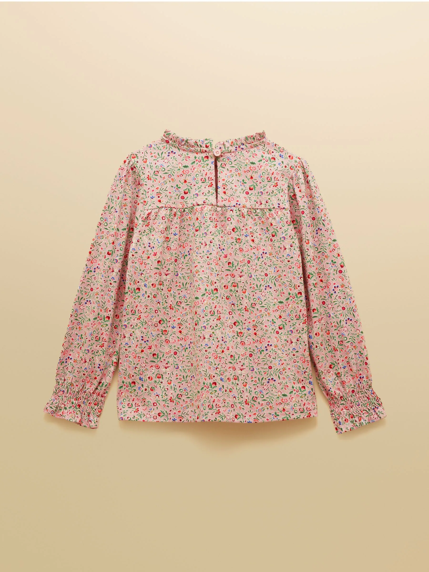 Roze met vrolijke print - Joules Girls' Flutter Long Sleeve Cotton Top