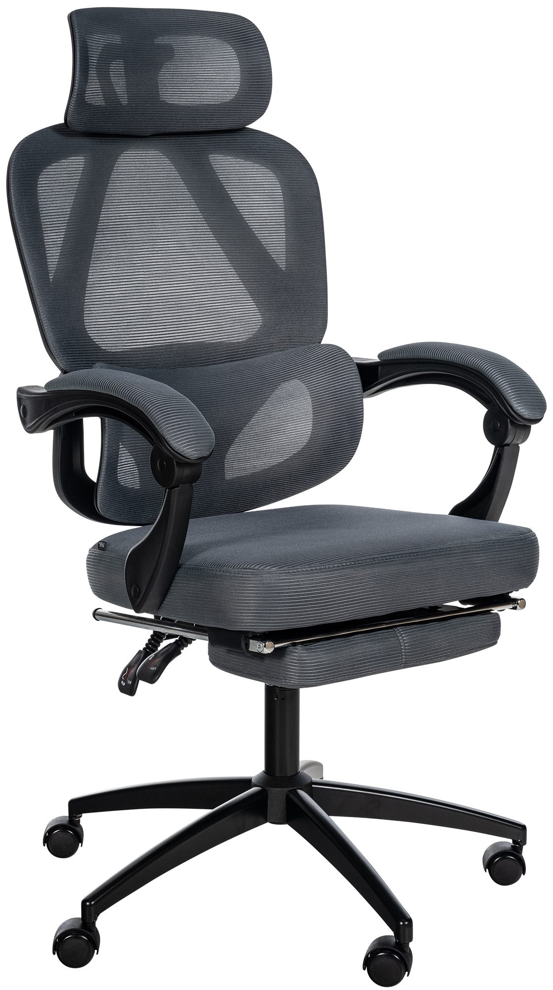 CLP Bürostuhl Gander Ergonomisch I Verstellbare Kopfstütze I Fußstütze, Lendenwirbelstütze, 360° Drehstuhl I 135° Kippfunktion