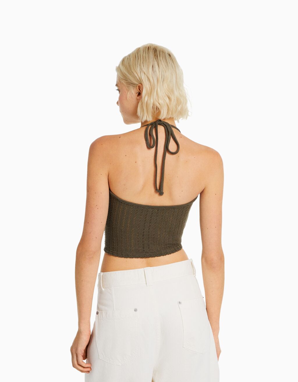 Top de crochê estilo halter