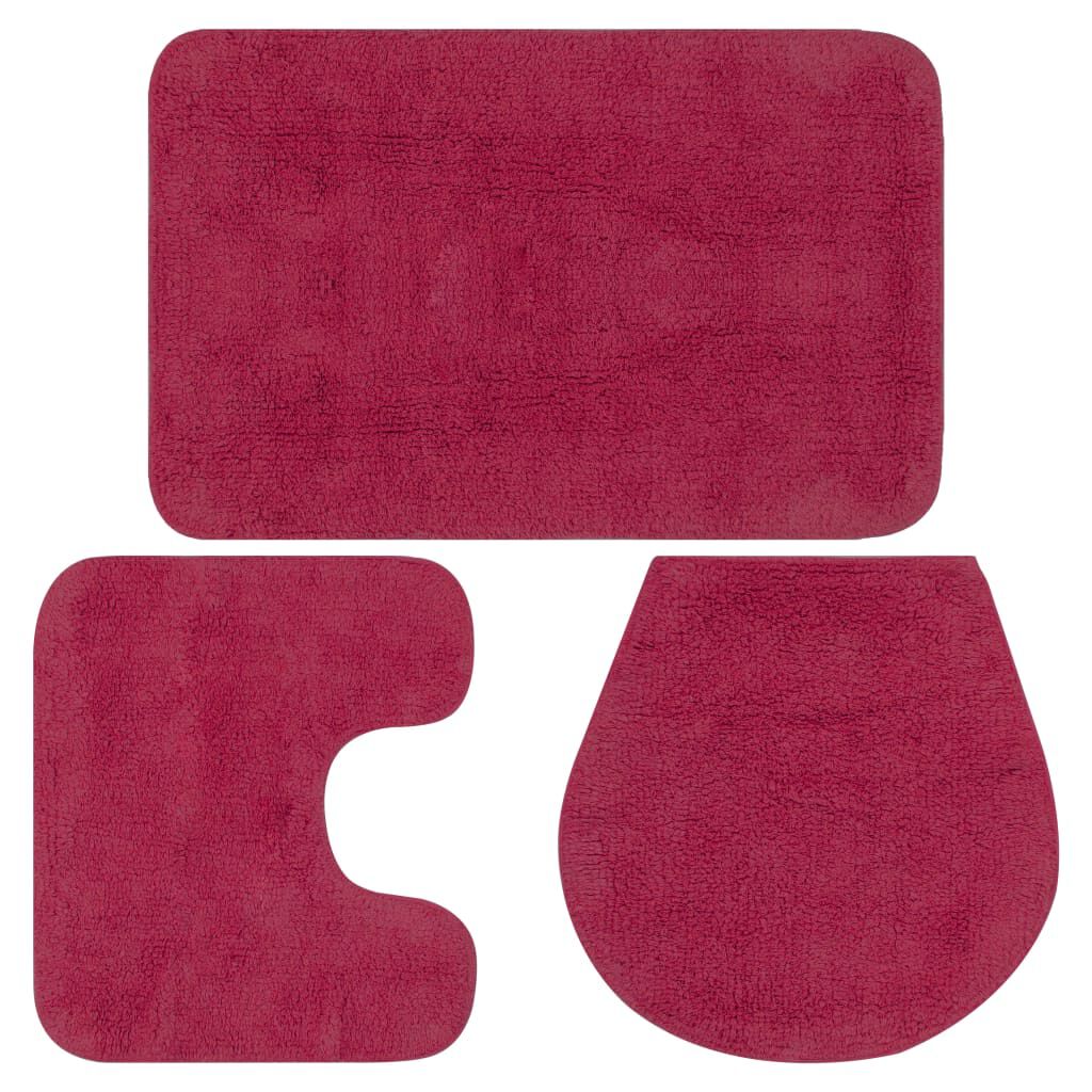 vidaXL 3-delige badmattenset, stof, fuchsia