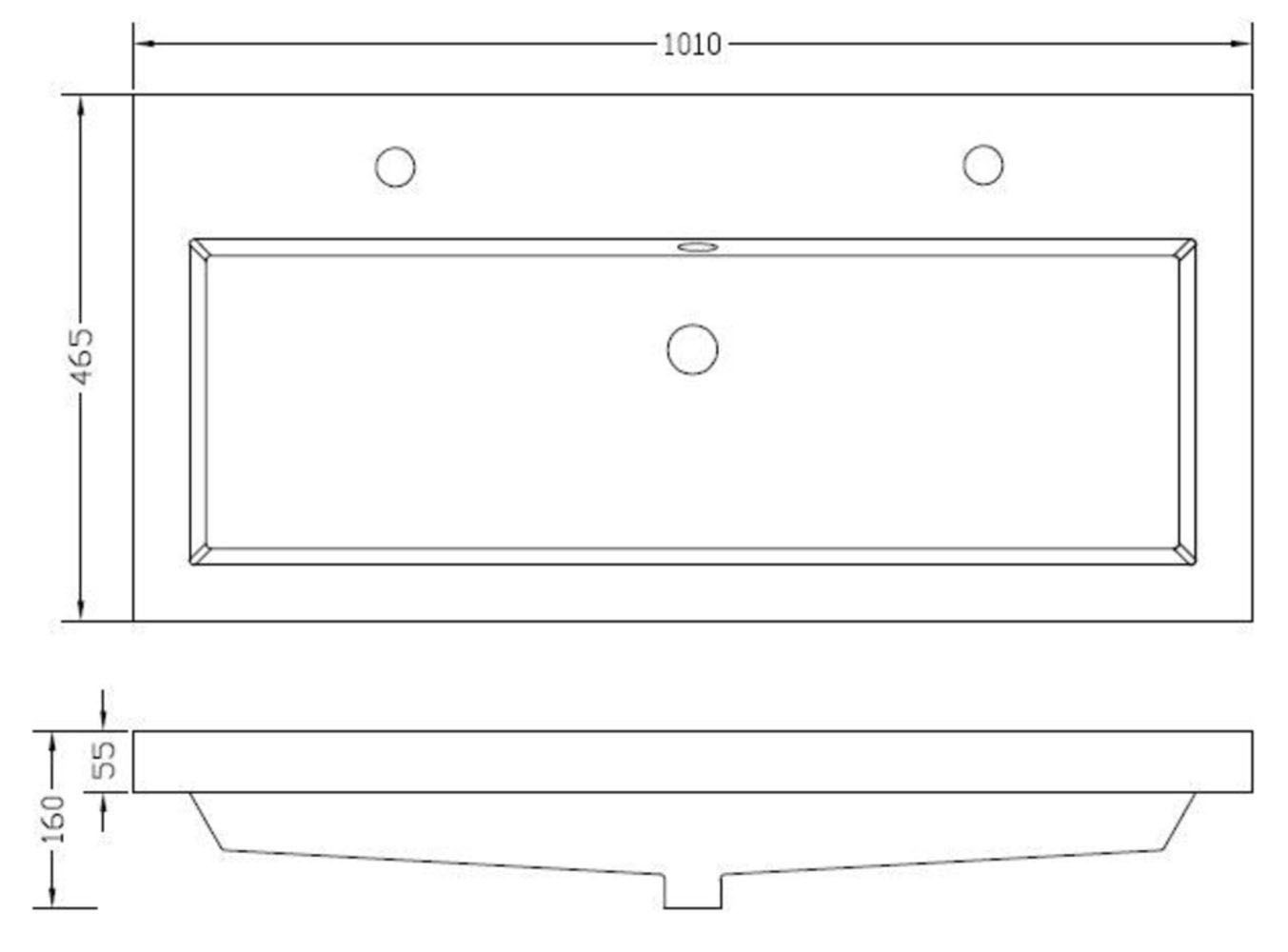 Mueller Single mineraalmarmer wastafel met 2 kraangaten 100x46cm