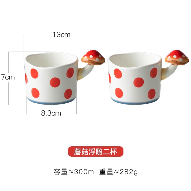 Koringa - Theepot / Bord / Drinkbeker / Set met Paddenstoel en Stippenmotief (Diverse ontwerpen)