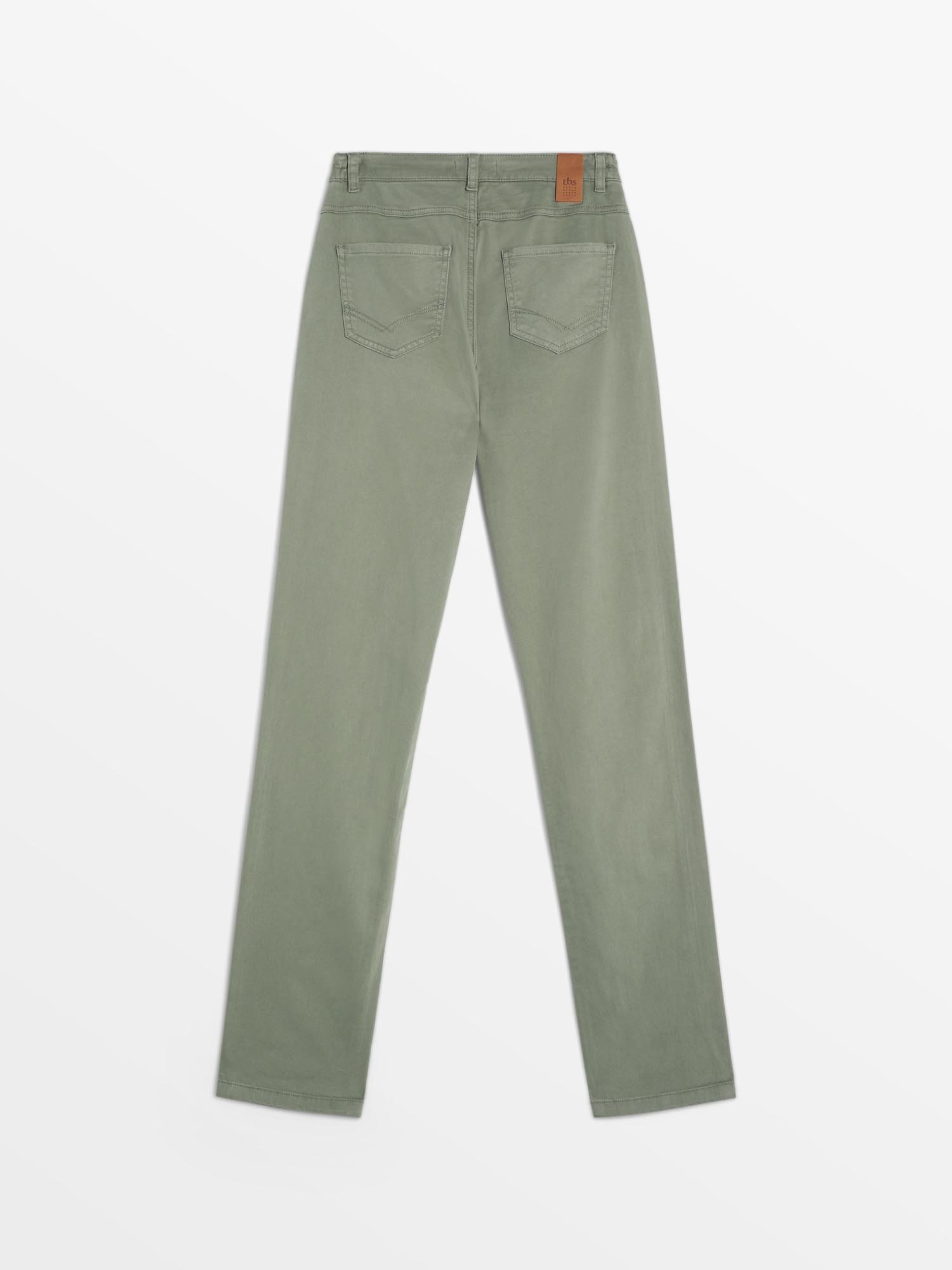 Pantalon Femme Coton Stretch Ceinture Elastique Vert