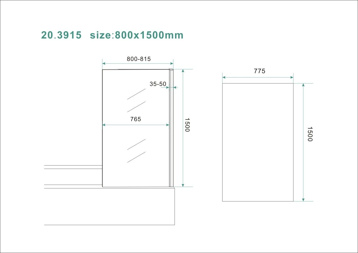 Mueller Clap vaste badwand 80x150cm anti-kalk