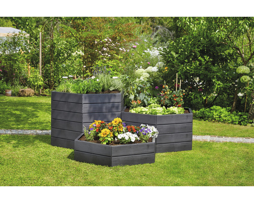 Klassieke verhoogde tuinbak GARANTIA ERGO Vario 1 incl. Flora waterbesparend systeem 190 x 190 x 50 cm hout