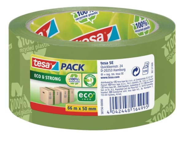 Tesapack Eco & Strong - Pakketape - 50 mm x 66 m - polypropylen - grønn