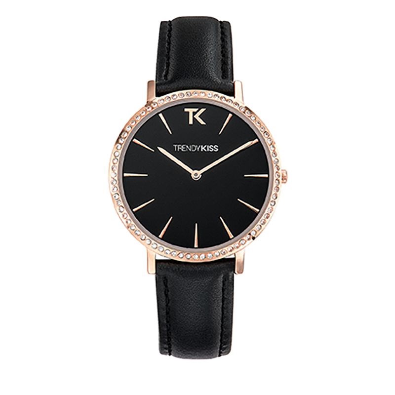 Montre Trendy Kiss en Cuir Femme Noir
