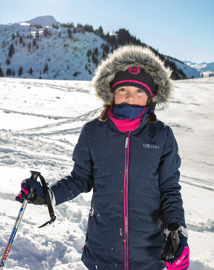 WinterjaKids LIFJELL mit Kunstfellbesatz in navy melange/magenta
