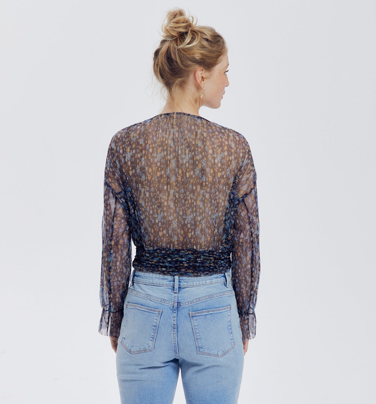 Blouse en résille imprimée - Imprimé noir