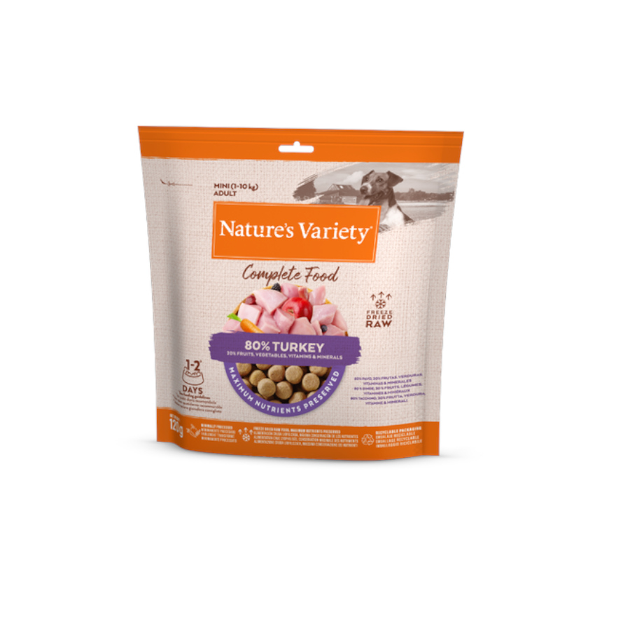 Alimento completo Nature's Variety Mini com peru liofilizado para cães