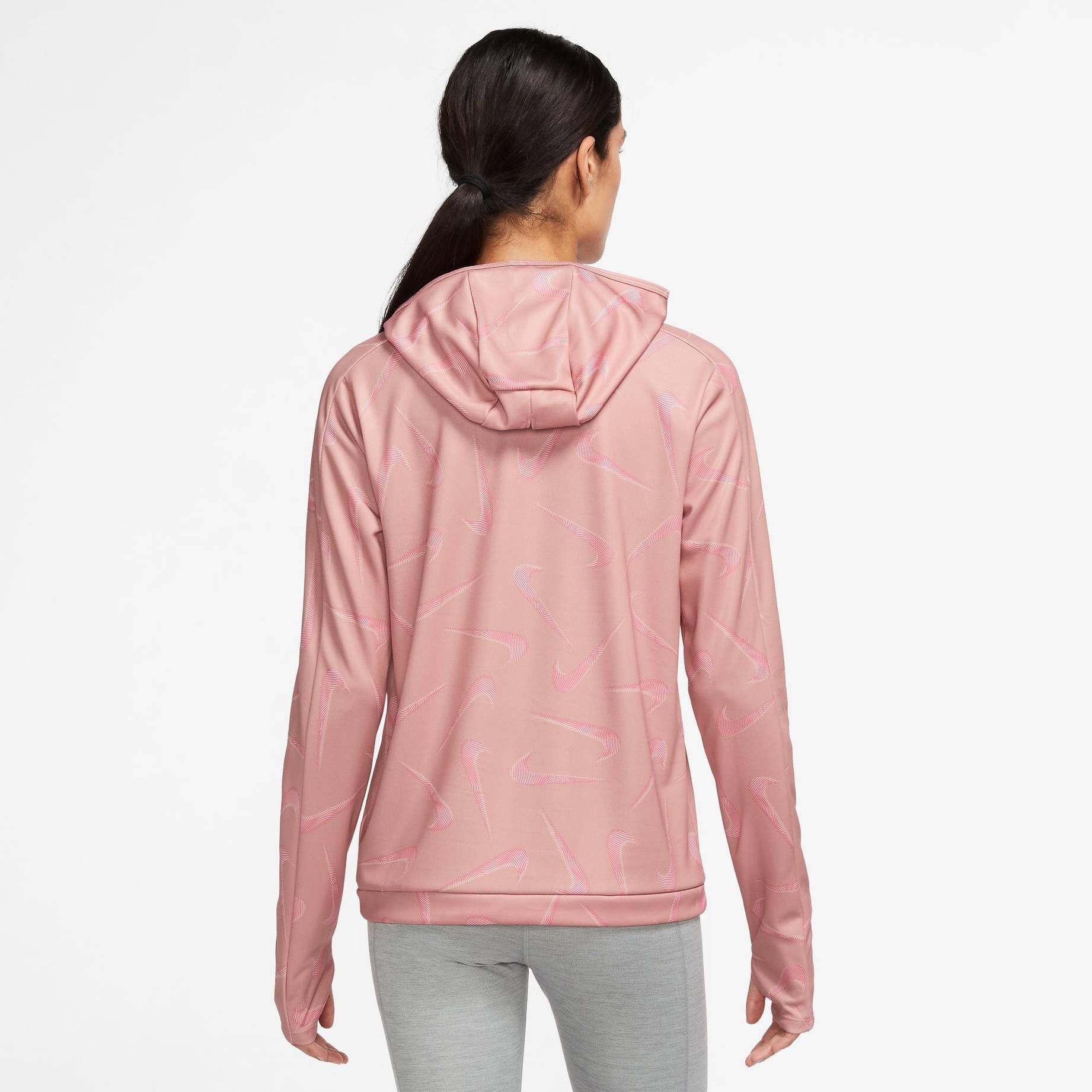 Nike| Damen Laufshirt NK DF SWMNSSH PRNT PACER HOODED Longsleeve mit Kapuze