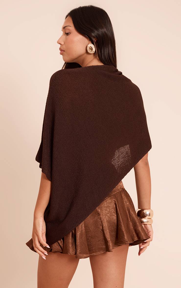 Chocolat Haut Style Poncho En Maille Fine