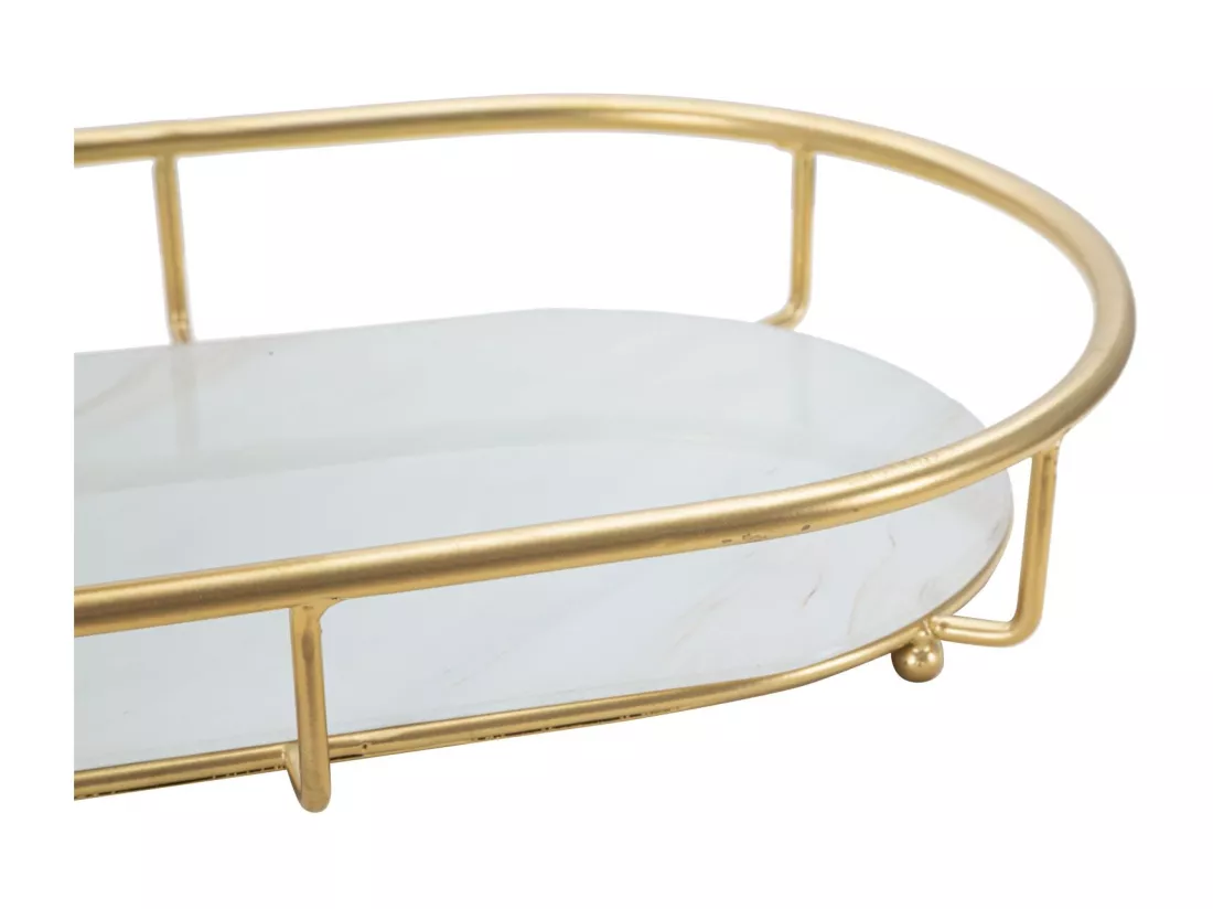 Porte objet en métal doré avec 2 étagères 36x22,5x27 cm