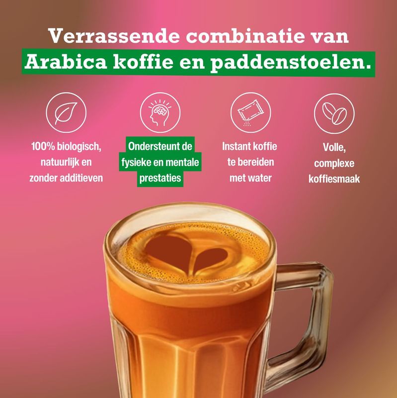 Purasana - Instant Mushroom Coffee - 18 Gram - Arabica - Met Lion’s Mane en Reishi