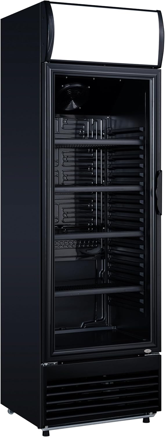 METRO Professional Glastürkühlschrank GSC2350B, Glas/Kunststoff, 324 L, Umluftkühlung, 180 W, mit Schloss, schwarz