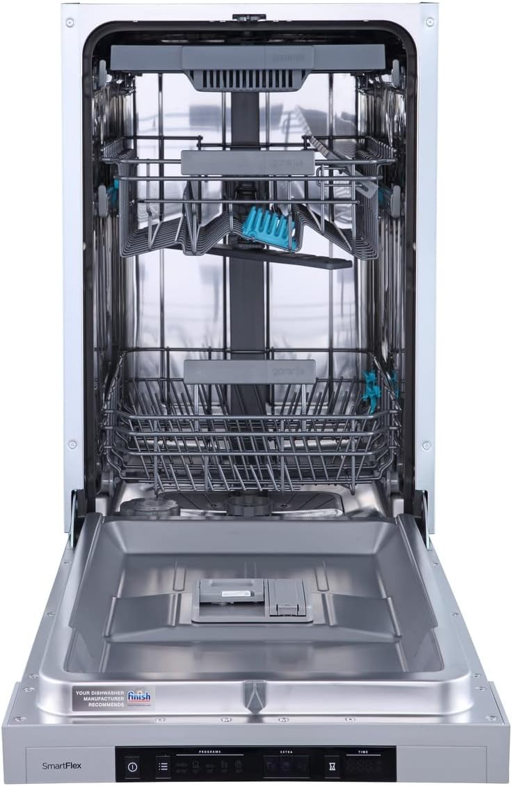 Gorenje GI 561D 10 S Integrierbarer Geschirrspüler / 45cm / 5 Programme/ Vollständiger Überlaufschutz / 11 Maßgedecke / Automatische Türöffnung / Multifunktionaler Unterkorb, Einbau, Edelstahl, Silber